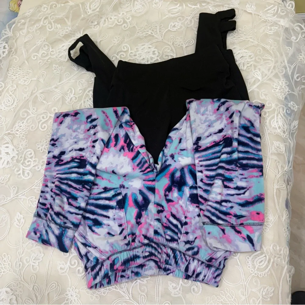 Justice Vibrant Tie-Dye and Solid Black Joggers